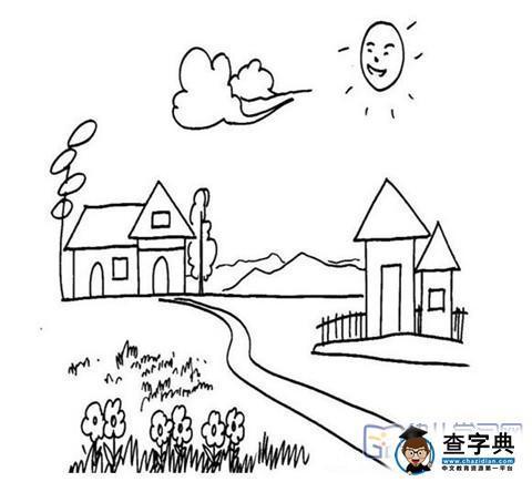 乡村简笔画 田园手绘图片