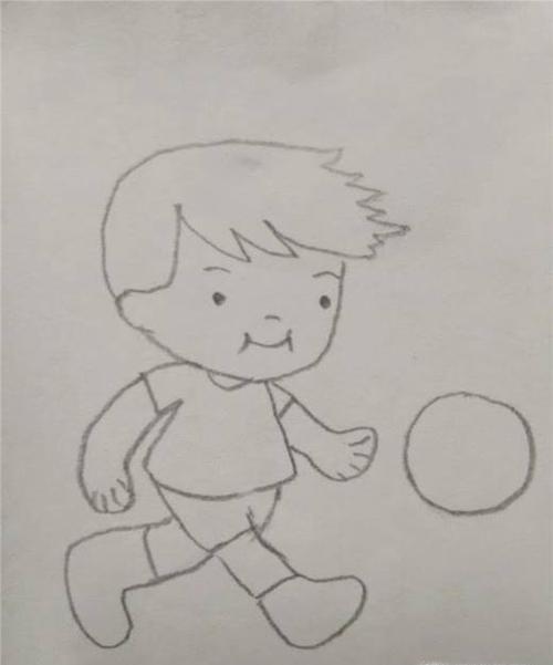简笔画运动小人踢足球 (第1页)教你画踢足球的小男孩踢足球单人简笔画