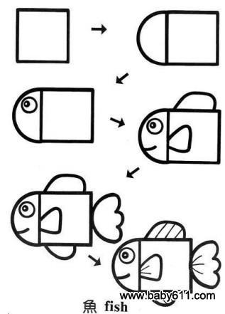 鱼的结构简笔画图片