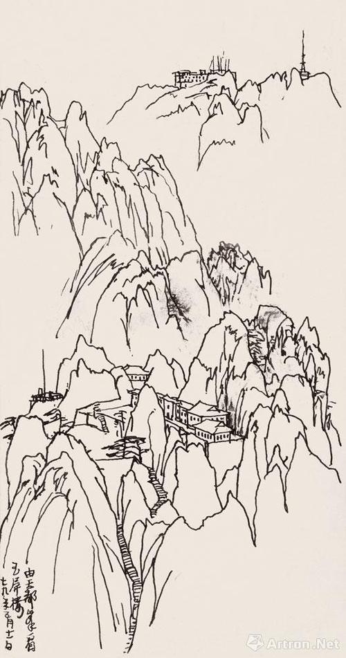 黄山风景画 简笔画图片