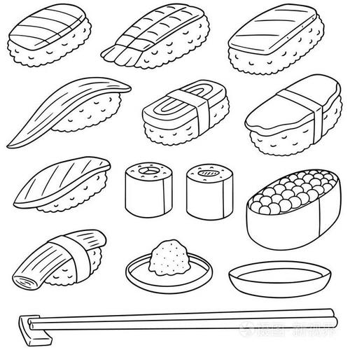 一盘寿司简笔画图片