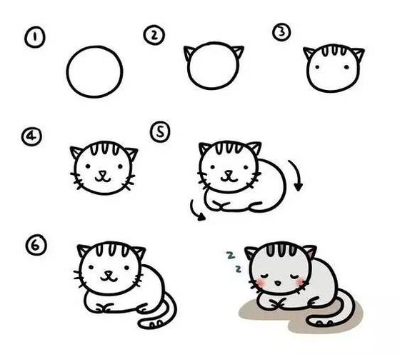 小猫 strong 简笔画 /strong 50个画猫咪的简笔画