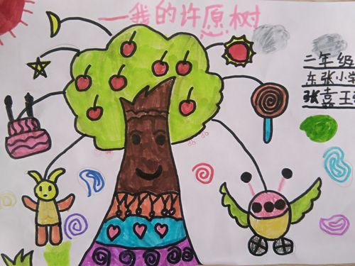 心愿树简笔画唯美素材幼儿园新年许愿树简笔画节日许愿树简笔画