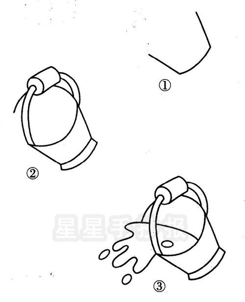 水桶泼水简笔画图片