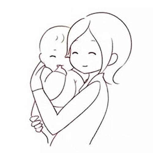 母亲怀抱婴儿简笔画图片