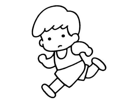 跑步的小男孩简笔画跑步儿童人物简笔画图片