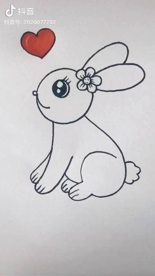 小白兔拔萝卜儿童简笔画图片