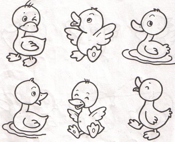 一群小鸭子简笔画图片