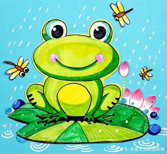 青蛙简笔画步骤(第1页),儿童简笔画池塘图片大全,内容有荷花荷叶池塘