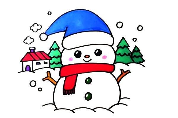 雪人彩画法 可爱的圣诞节雪人简笔画步骤图文教程,图片,简笔画